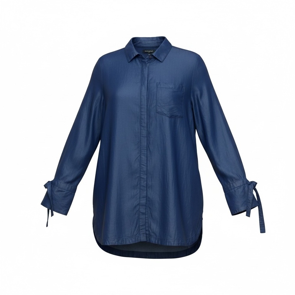 Banana Republic Parker Blue Lyocell Tie Cuff Button Down Shirt Large